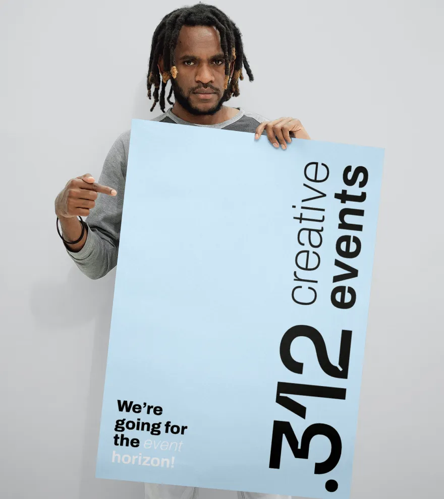 logo presented on poster in male hands